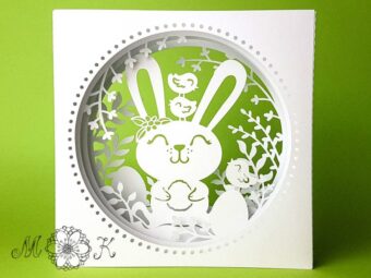 Plotterdatei Tunnelkarte Hase mit Vögelchen
