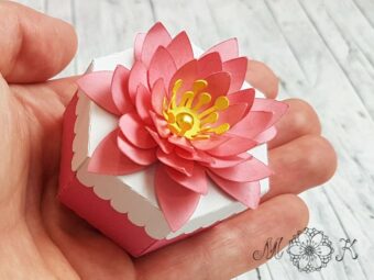 Plotterdatei Verpackung Sechseckschachtel mit Blume