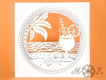 Plotterdatei Tunnelkarte Cocktail am Strand