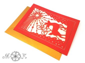 Plotterdatei Faltkarte Rentier folgt Weihnachtsstern
