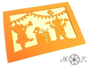Plotterdatei Faltkarte Bären-Party