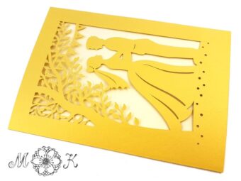 Plotterdatei Faltkarte Brautpaar unter Bäumen