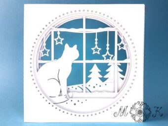 Plotterdatei Tunnelkarte Katze am Winterfenster
