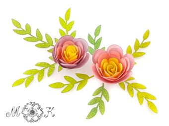 Plotterdatei Deko Spiralblumen und Blätter