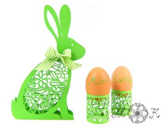 Plotterdatei Deko Hase und Eierbecher-Banderole mit Blümchen