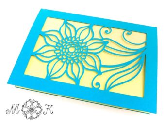 Plotterdatei Faltkarte Blume mit Schnörkel