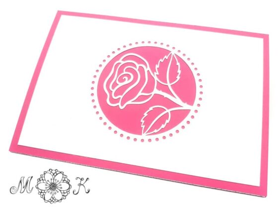 Pop-up-Karte Rose (in rosa / pink) - geschlossen
