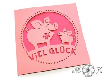 Plotterdatei Faltkarte Glücks-Schweinchen