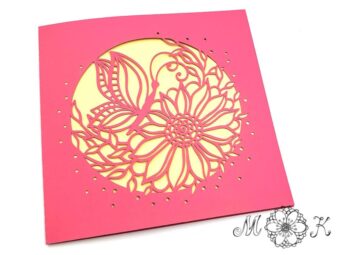 Plotterdatei Faltkarte Blume mit Schmetterling