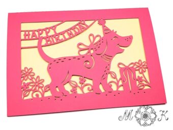 Plotterdatei Faltkarte Happy Birthday mit Hund