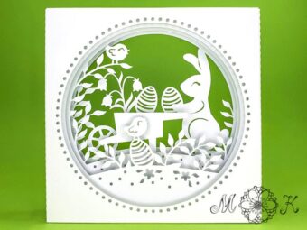 Plotterdatei Tunnelkarte Osterhase mit Schubkarre