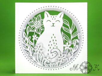 Plotterdatei Tunnelkarte Katze zwischen Blumen