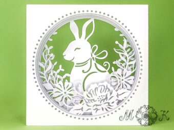 Plotterdatei Tunnelkarte Hase zwischen Blumen