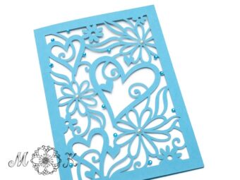 Plotterdatei Faltkarte Herzen mit Blumen