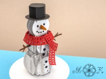 Plotterdatei Pop-up-Karte Schneemann mit Zylinder