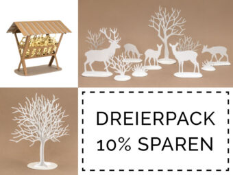 Plotterdatei Dreierpack Futterkrippe, Rehe, Baum