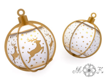 Plotterdatei Deko Christbaumkugel ohne Kleben Erweiterung Rentier- und Sternchen-Dekor (Set)