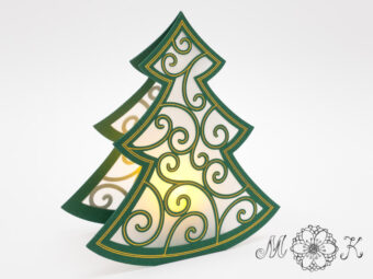 Plotterdatei Deko Schnörkel-Tannenbaum mit Zeichnung